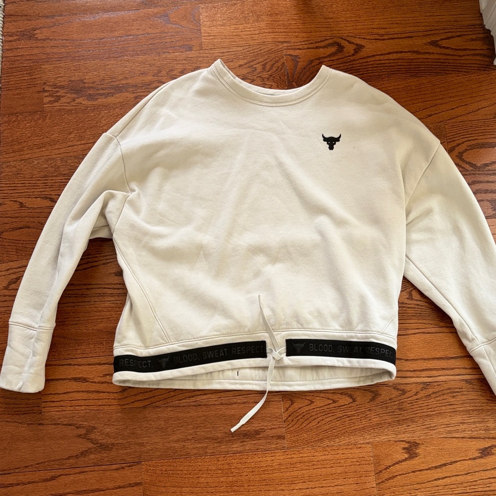 Under Armour White Sweatshirt with Black Logo Trim
